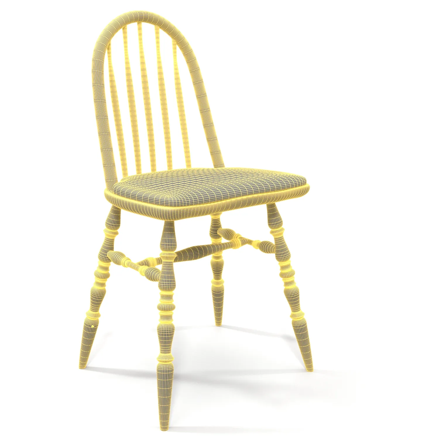 Oak Windsor Chair Solid Wood Dining Chair PBR 3D Model_07